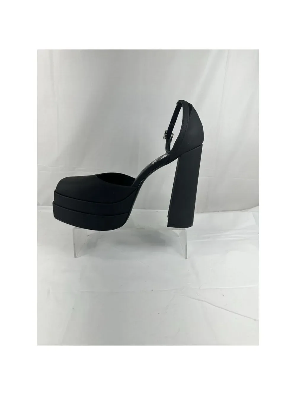 ALDO Grandle AnkleStrap Double Platform 5.75” Pump Satin Black Women Sz 11 Goth